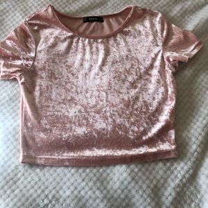 pink velvet crop top
